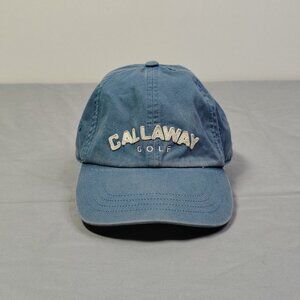 VINTAGE Callaway Golf Hat Cap Strap Back Blue Stitched Spell Out Logo